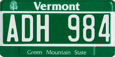VT license plate ADH984