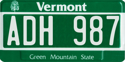 VT license plate ADH987