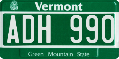 VT license plate ADH990