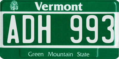 VT license plate ADH993