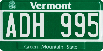 VT license plate ADH995