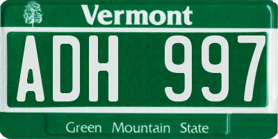 VT license plate ADH997