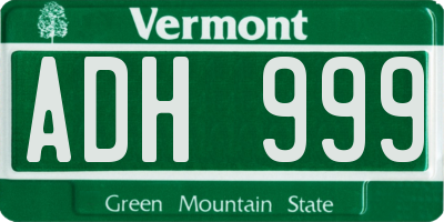 VT license plate ADH999