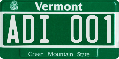 VT license plate ADI001