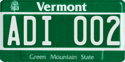 VT license plate ADI002