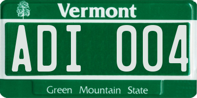 VT license plate ADI004