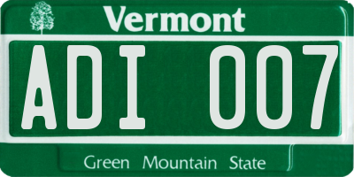 VT license plate ADI007