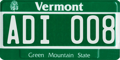 VT license plate ADI008