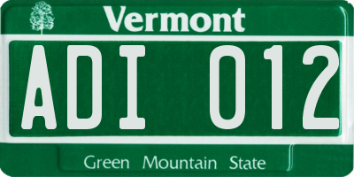 VT license plate ADI012