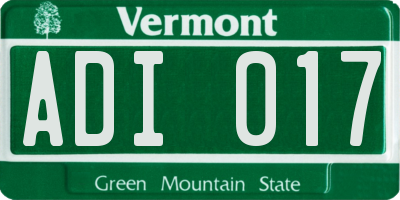 VT license plate ADI017
