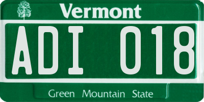 VT license plate ADI018