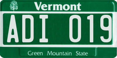 VT license plate ADI019