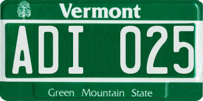 VT license plate ADI025