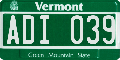 VT license plate ADI039