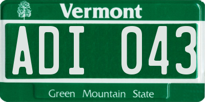 VT license plate ADI043