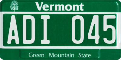 VT license plate ADI045