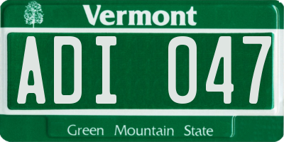 VT license plate ADI047