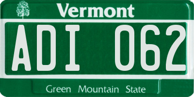 VT license plate ADI062