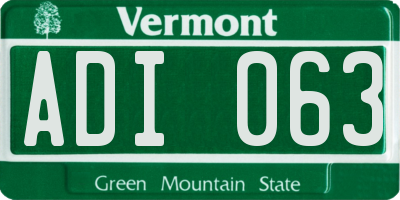 VT license plate ADI063
