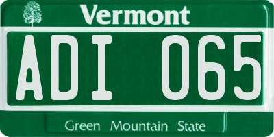 VT license plate ADI065