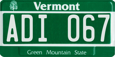 VT license plate ADI067