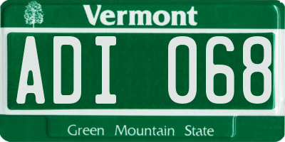 VT license plate ADI068