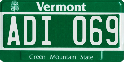 VT license plate ADI069