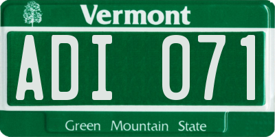 VT license plate ADI071