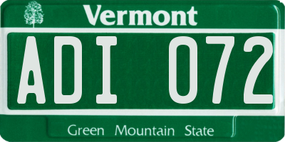 VT license plate ADI072
