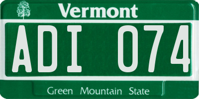 VT license plate ADI074