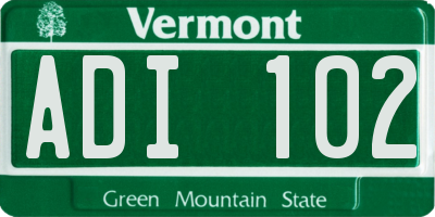 VT license plate ADI102
