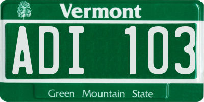 VT license plate ADI103