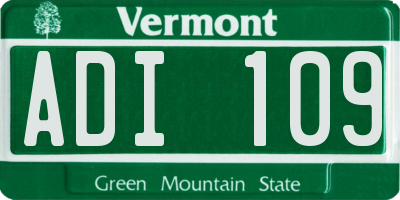 VT license plate ADI109