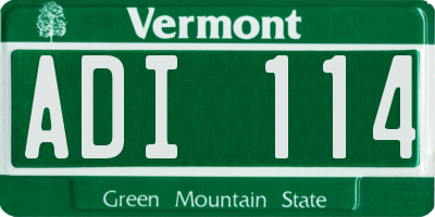 VT license plate ADI114