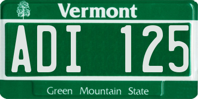 VT license plate ADI125