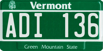 VT license plate ADI136