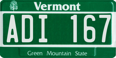 VT license plate ADI167