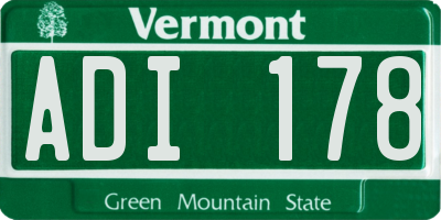 VT license plate ADI178