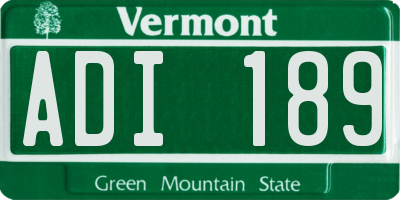 VT license plate ADI189