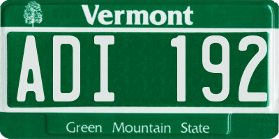 VT license plate ADI192