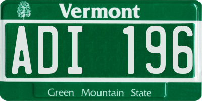 VT license plate ADI196