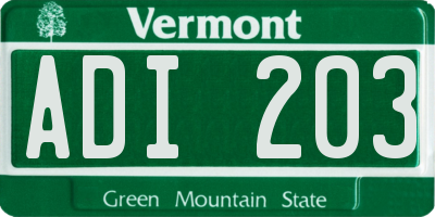 VT license plate ADI203