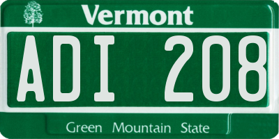 VT license plate ADI208