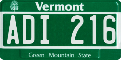 VT license plate ADI216