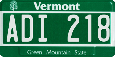 VT license plate ADI218