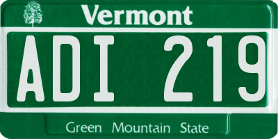 VT license plate ADI219