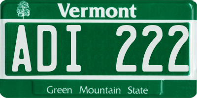 VT license plate ADI222