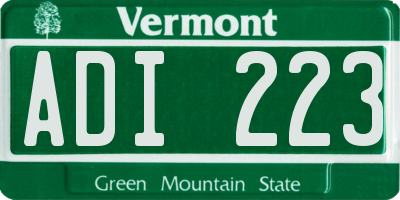 VT license plate ADI223