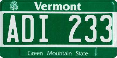 VT license plate ADI233