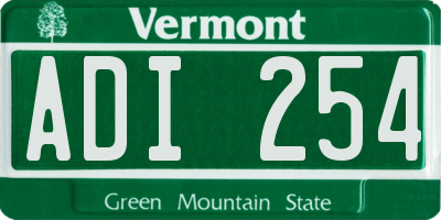 VT license plate ADI254